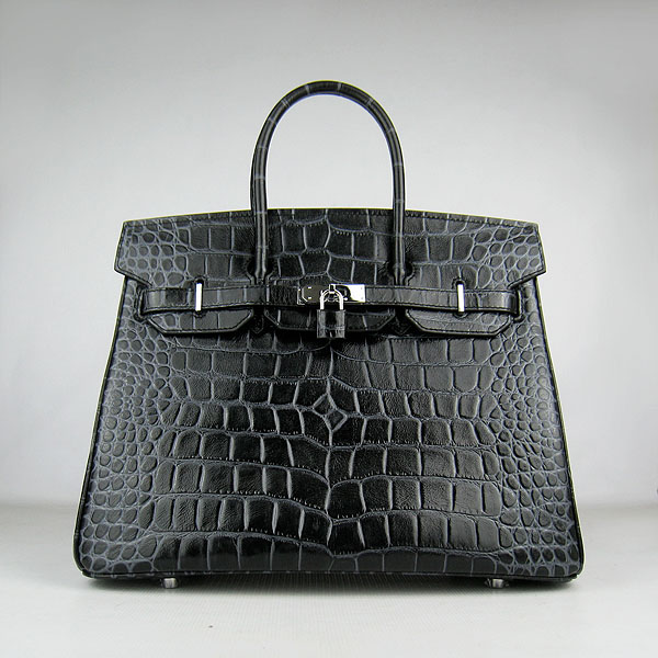 High Quality Fake Hermes Birkin 35CM Togo Veins Leather Bag Black 6089